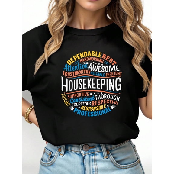 Unisex Adults Housekeeping Appreciation T-Shirt - Black,