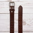 thumbnail image 3 of Snap On Double Prong Two Row Cut-out Holes Perforated Full Grain Leather Jean Belt, 3 of 4