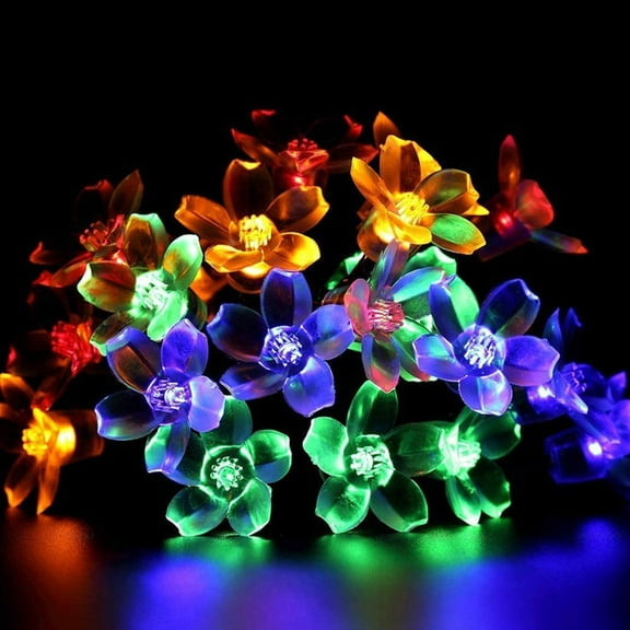 LINLIN Cherry Blossom Flower Light, 6.5M 30LED Solar Blossom Flower Lights Solar Garden String Lights with 8 Mode Waterproof for Home, Lawn, Wedding, Patio, Party Decorations