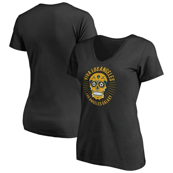 Women's Black LA Galaxy Hispanic Heritage Viva V-Neck T-Shirt
