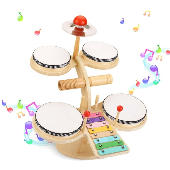 OATHX Kids Drum Set Vertical Xylophone Musical Instruments for Toddlers Montessori Learning Toys