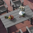 thumbnail image 2 of KINGYES All Weather Outdoor Dining Table with Umbrella Hole, HDPE Rectangular Patio Table for Backyard, Garden, Porch, Deck, Gray, 2 of 9