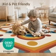 thumbnail image 4 of ODIKA 6'x9' Burnt Orange Retro Rainbow Geometric Washable Area Rug Mid Century Modern Concentric Circle Hexagonal Motif Contemporary Graphic for Family Room, Living Mater Bedroom, Non-Slip, Easy Care, 4 of 7