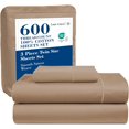 thumbnail image 1 of Draps en Coton Ultra Doux Ensemble de Draps Double Ensemble Pc Nombre de Fils Satin Literie Draps à Poches Profondes Draps Rafraîchissants Draps Format Double Ensemble de Lit Respirant (), 1 of 9