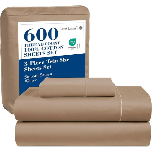 Draps en Coton Ultra Doux Ensemble de Draps Double Ensemble Pc Nombre de Fils Satin Literie Draps à Poches Profondes Draps Rafraîchissants Draps Format Double Ensemble de Lit Respirant ()