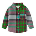 thumbnail image 3 of Cethrio Kids Boys Plaid Shirts, Fall Casual Long Sleeve Collared Button Down Shirts Green Size 3-4 T, 3 of 5