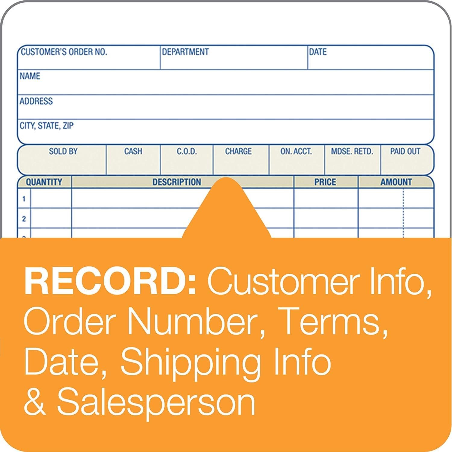 Adams Sales Order Book, 2-Part, Carbonless, White/Canary, 5-9/16 x 8-7/16 inches, 50 Sets per Book DC5805 12 Pack