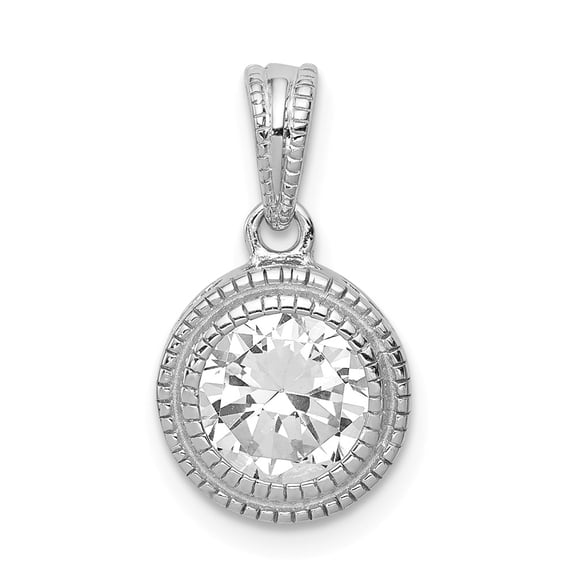 White Sterling Silver Charm Pendant Cubic Zirconia CZ Clear 18 10