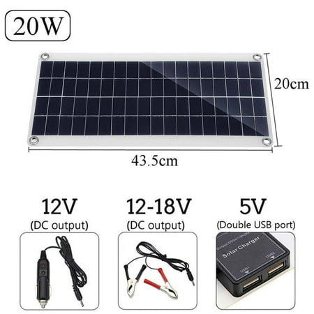 

Dual USB 12V Solar Panel Car Charger USB Solar Charger Controller Outdoor Camping LED Light Polycrystalline Silicon Battery 10/15/20/25W Solar Panel Double USB Interface Solar Panel