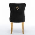 thumbnail image 6 of 2 Pcs Modern Velvet Chair with Stainless Steel Plating Legs and Ring-Pull, Wood Upholstered Wing-Back Chair with Nail Head Trim for Office Living Room Bedroom, Black and Gold, 6 of 8