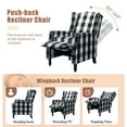 thumbnail image 4 of Fabric Push Back Recliner Set of 2, Tina's Home Wide Armrest Wingback Wood Legs Living Room Plaid, 4 of 7