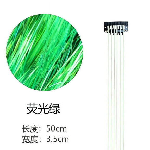 Xiao Hua 8 Pcs Clip in Hair Tinsel , 20 Inch Heat Resistant Glitter Fairy Hair Tinsel Clip in Extensions, Sparkle Strands Festival Gift Party Hair Accessories for Women Girls，Fluorescent Green