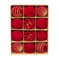thumbnail image 1 of 12 bolas rojas de 6 cm para de , decoración navideña, material flocado versátil para exhibiciones en centros comerciales y coronas., 1 of 8