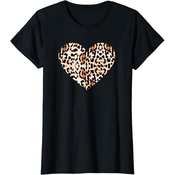 Cool Cheetah Leopard Print Heart T-Shirt T-Shirt
