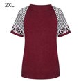 thumbnail image 1 of Camiseta de mujer con estampado de rayas, manga corta, blusa con cuello redondo, rojo vino, XXL kenally AP001776-30, 1 of 7