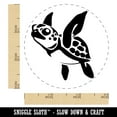 thumbnail image 2 of Baby Green Sea Turtle Swimming In Ocean Self-Inking Rubber Stamp Ink Stamper - Brown Ink - Small 3/4 Inch, 2 of 7