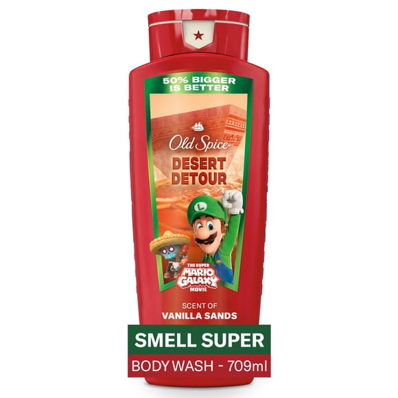 Old Spice Body Wash for Men, Desert Detour, Scent of Vanilla Sands, Old Spice x The Super Mario Galaxy Movie, 24/7 Shower Fresh, 709ml