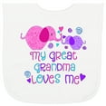 thumbnail image 2 of Inktastic My Great Grandma Loves Me Cute Elephants Baby Terry Cloth Bib, 2 of 3