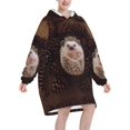 thumbnail image 2 of Hedgehog,Women's Oversized Wearable Blanket Hoodie, Blanket Sweatshirt,Flannel Pullover Blanket, 2 of 9