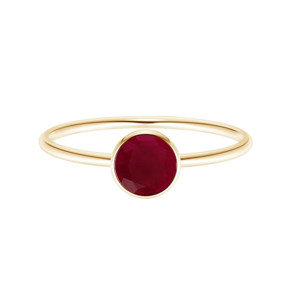 Round 6 MM Ruby Solitaire 925 Sterling Silver Women Stackable Tiny Ring