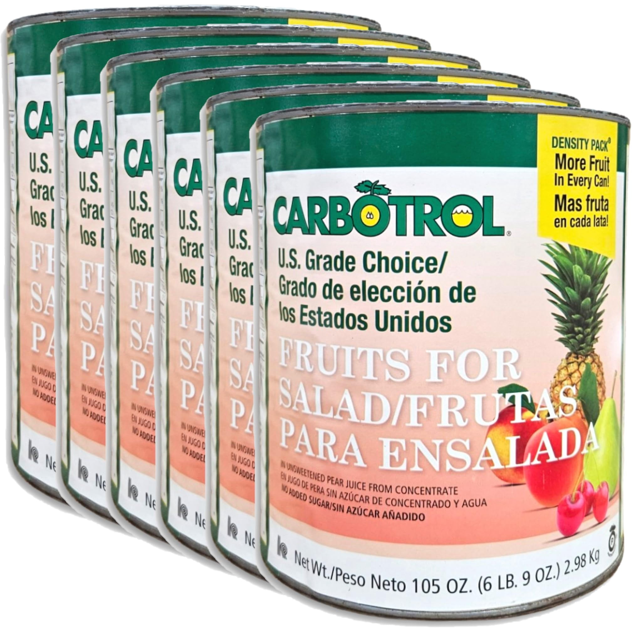 Carbotrol | U.S. Grade Choice Fruit For Salad in Pear Juice Value Pack | 105 Ounce Density Pack Can | Case of 6