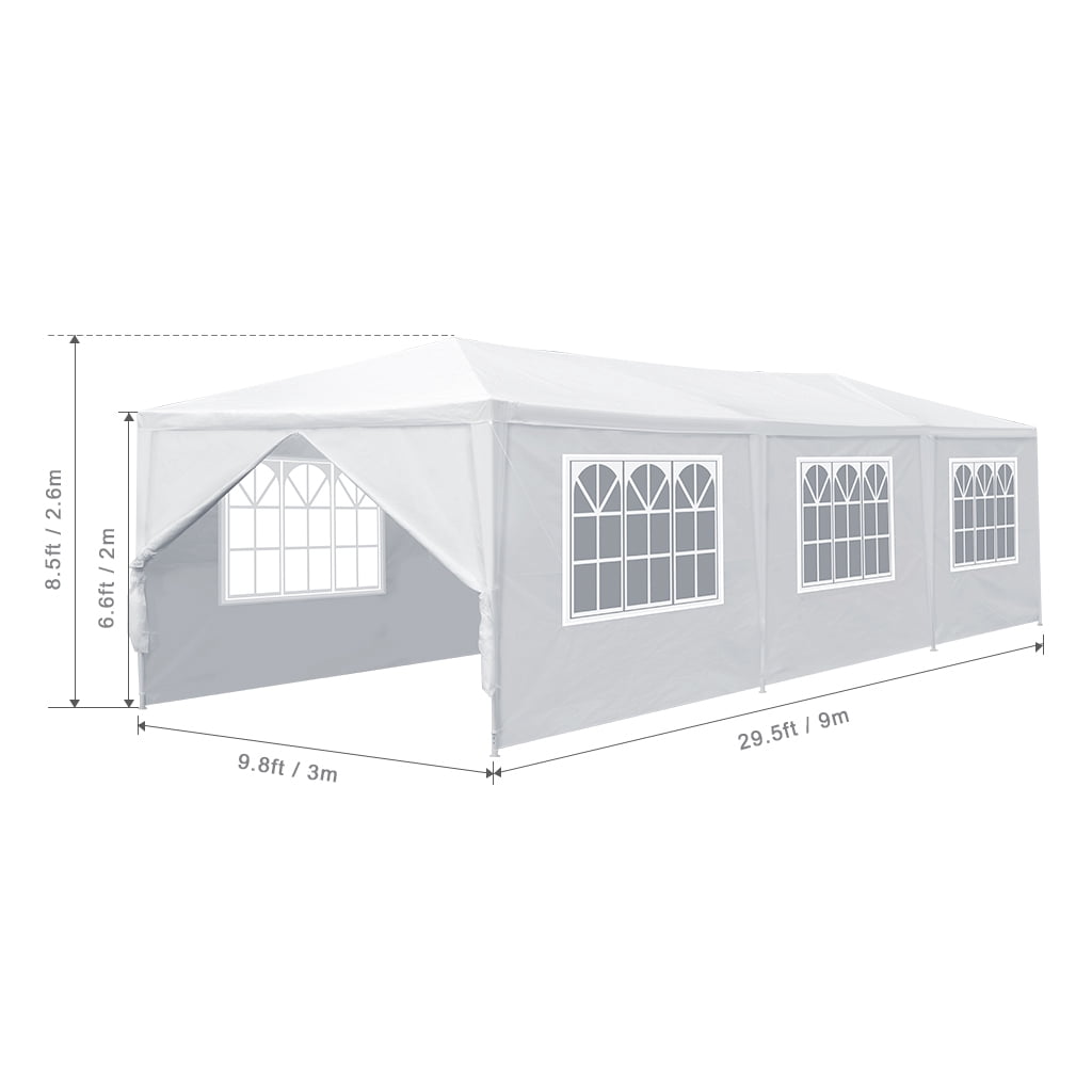 Party Tent Canopy 29.5×9.8 ft, LANGRIA Wedding Tent with Canopy, 4 Removable Sidewalls, 8 Windows, White Tents for Outdoor Events Catering Carport, White