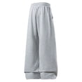 thumbnail image 5 of Mens Daily Casual Bottoms Solid Plain Straight Leg Sweatpants Adjustable Drawstring Waist Pants Gray XL, 5 of 7