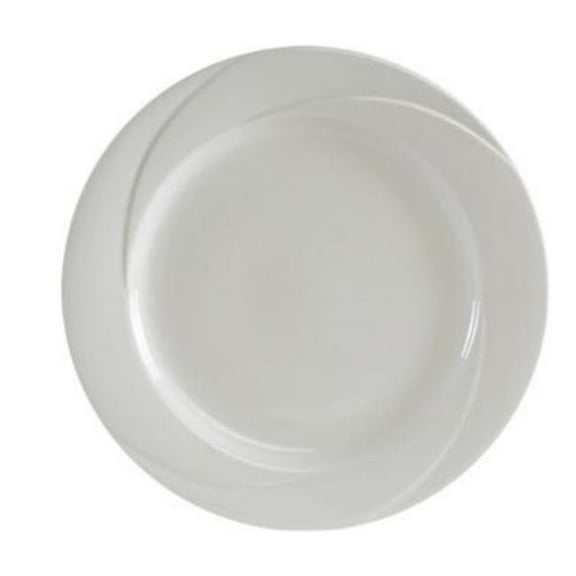 Tuxton China ASU-007 AlumaTux San Marino 10.63 in. Plate - Pearl White - 1 Dozen