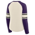 thumbnail image 3 of Women's Fanatics Cream/Purple Baltimore Ravens Hometown Gridiron Hero Raglan Lace-Up V-Neck Long Sleeve T-Shirt, 3 of 3