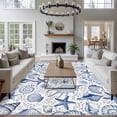 thumbnail image 4 of Starfish Conch Washable Living Room Rugs 6'x9', Shell Bubbles Blue Ocean Coastal Low Pile Throw Large Area Rug Non-Slip Sturdy Edge Binding Carpet for Dining Room Kitchen Office, 4 of 9