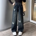thumbnail image 6 of KVPLBQFD Girls Trendy Jeans High Waisted Wide Leg Pants for Kids Comfortable Breathable Trousers Cute Summer Casual Clothes, 6 of 9