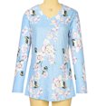 thumbnail image 4 of asdoklhq Blouses for Women Clearance $5,Women Summer Plus Size Casual V-Neck Loose Printed Long Sleeve Tops Women Blouse, 4 of 8