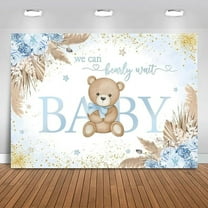 Boy Bear Backdrop Blue Boho Pampas Grass Background We Can Bearly Wait Baby Shower Party Cake Table Decoration Photo Booth Props