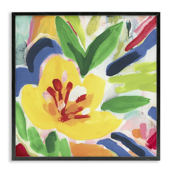 Stupell Industries Vivid Lively Florals Floral Painting Black Framed Art Print Wall Art, 12 x 12