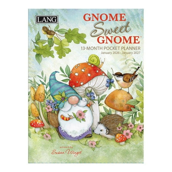 Lang Companies, Gnome Sweet Gnome 2026 Pocket Planner, 4.9'' X 6.6'', Weekly Calendar with Spiral Binding