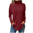 thumbnail image 3 of Long Sleeve Shirts for Women Color Block Tunic Tops Turtleneck Long Sleeve Blouses Fall Casual Winter Clothes, 3 of 3