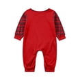 thumbnail image 3 of Yuaguia Red Matching Family Christmas Pajamas Sets, Holiday Tree Graphic Lettering Tops, Buffalo Plaid Raglan Long Sleeves, Snow Dot Pants Sleepwear for Women, Men, Kids, Baby, 3 of 4