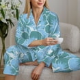 thumbnail image 6 of Pajama Sets for Women 2 Pcs, Lightblue Flower Button Down Long Sleeve Sleepwear Lounge PJ Sets, 6 of 6