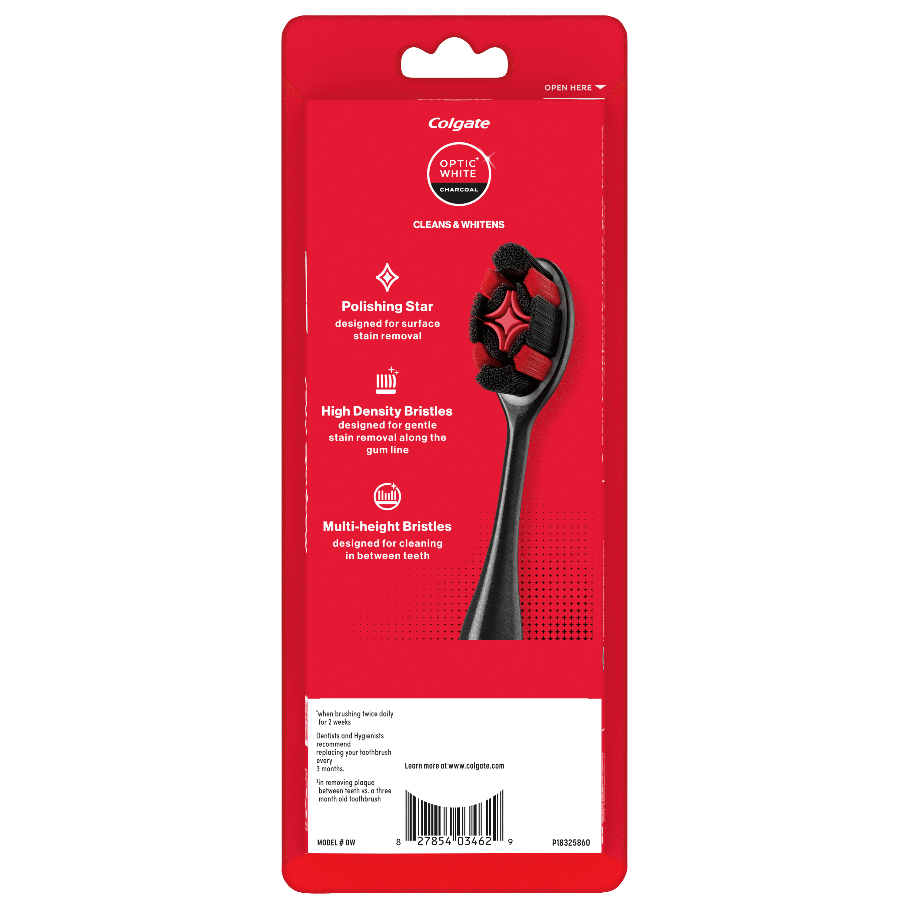 Colgate Optic White Charcoal Soft Toothbrush for Adults, 4 Pack