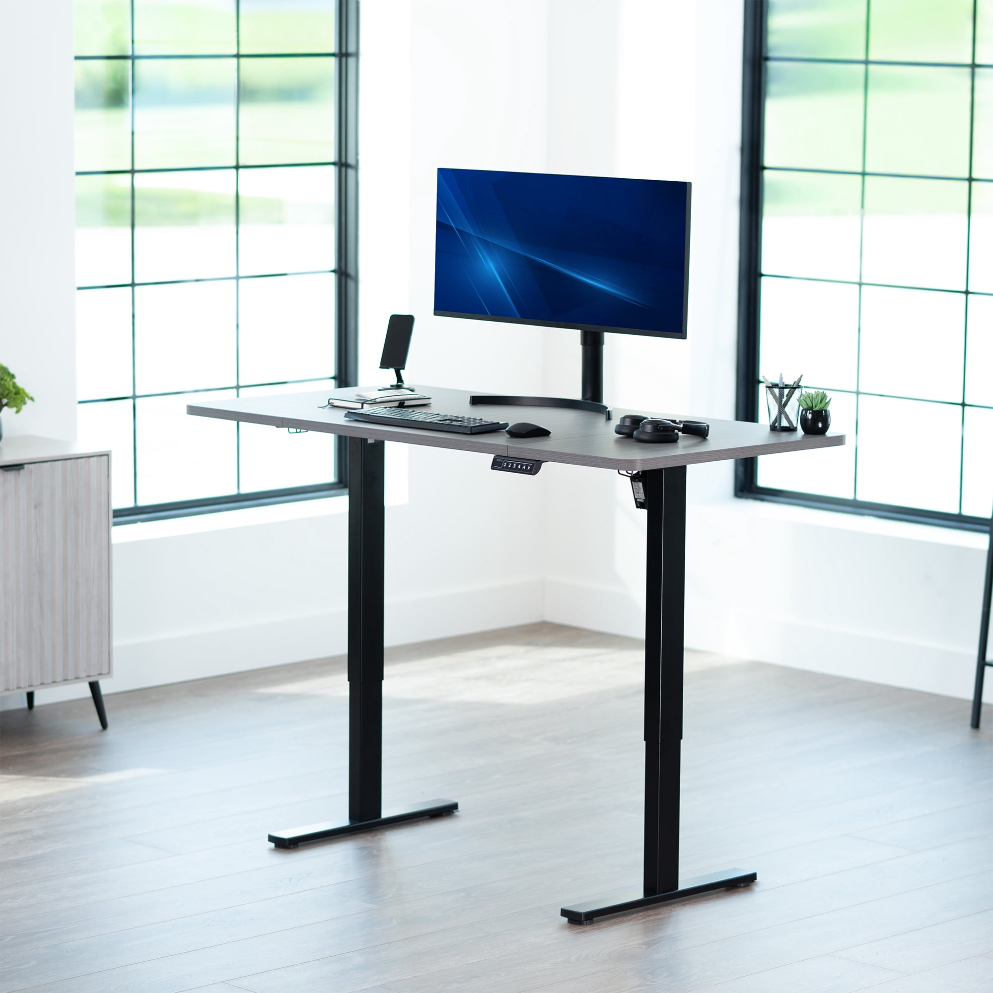 VIVO Dark Gray 60 x 24 inch Universal Table Top for Sit to Stand Desk Frames