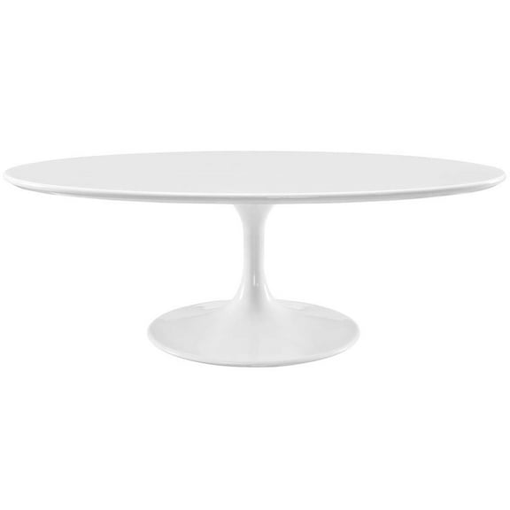 Modway Lippa 48" Oval-Shaped Wood Top Coffee Table in White