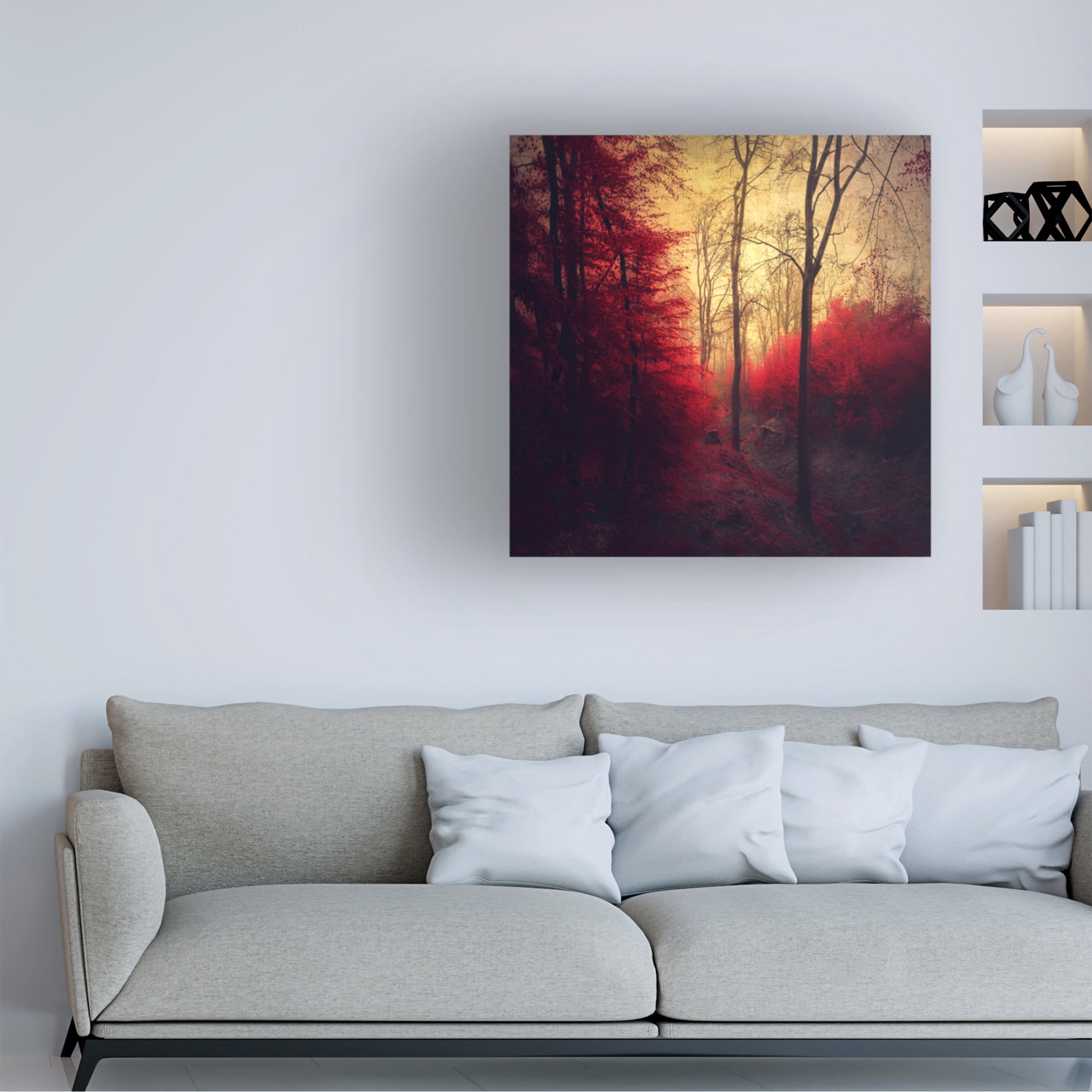 Canvas Wall Art - Dirk Wüstenhagen 'Ruby Red Forest' Wall Art for Living Room, Bedroom, or Office Décor by Trademark Fine Art - 35 x 35 Inches