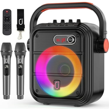 FanFun Bluetooth Speaker with Microphones, Portable Speaker for Outdoor/Indoor, PA System with RGB Light, FM Radio