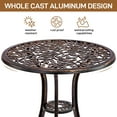 thumbnail image 3 of 3-piece Patio Bar Table Set, All-Weather Cast Aluminum Outdoor Bistro Set, Patio Chairs & Table for 2 High Backrest Design, Floral Pattern, 3 of 7