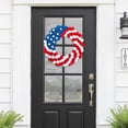 thumbnail image 2 of 14 Inch July 4th Wreath Patriotic Americana Wreath Handcrafted Memorial Day Wreath Festival Garland Decorations Front Door Wall Home Decor (Blue), 2 of 8
