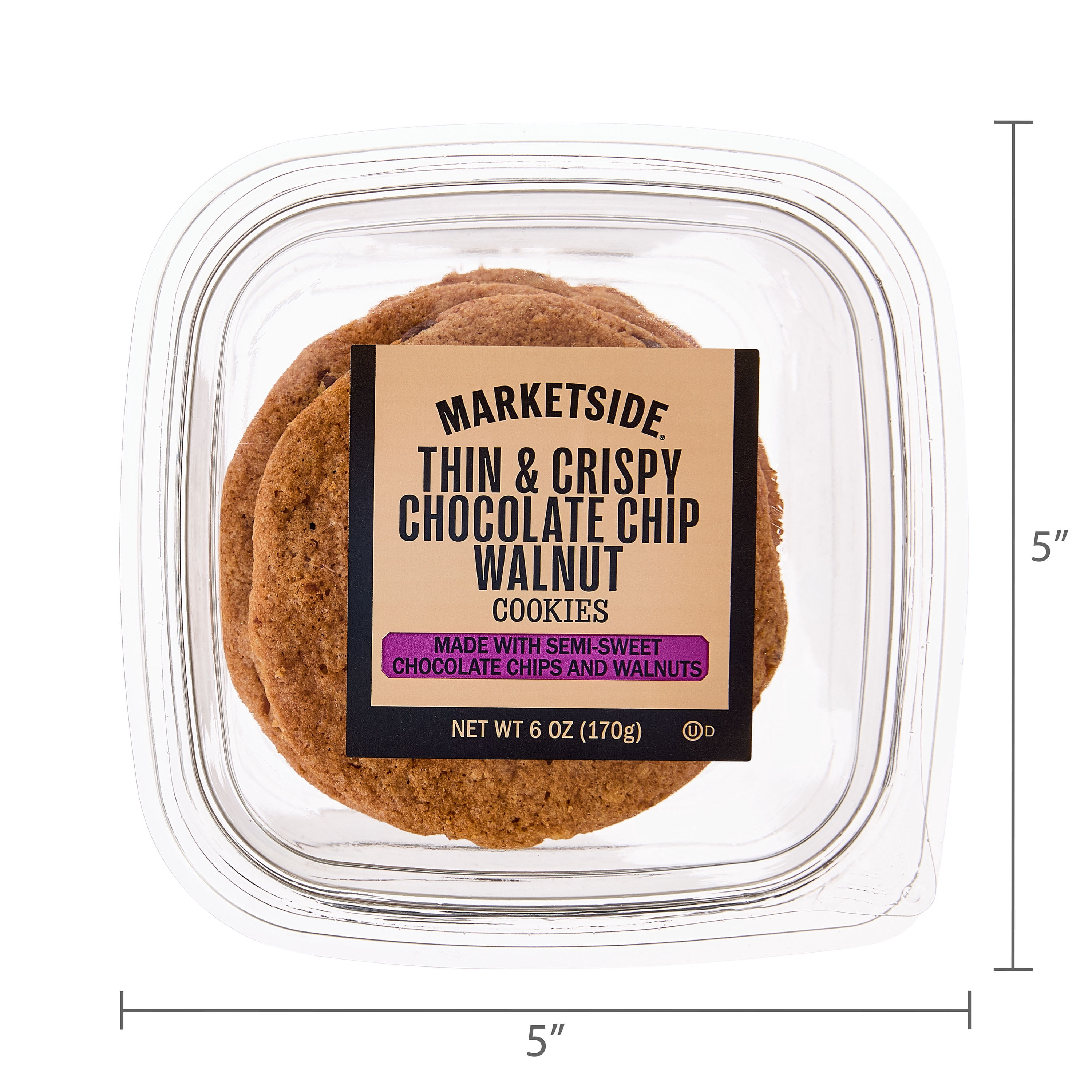 Marketside Thin & Crispy Baked Cookies Made with Chocolate Chips & Walnuts, 6 oz, 8 Count
