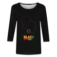 thumbnail image 4 of Fznquz Women Shirts Black History 3/4 Sleeve T Shirt Winter Fall Crew Neck Blouses,M, 4 of 5