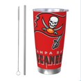 thumbnail image 1 of Taza térmica duradera de acero inoxidable 304 con tapa y pajita con temática del equipo de fútbol de los Buccaneers Taza térmica de acero inoxidable de 20 oz Taza para automóvil Adecuada para bebidas, 1 of 8