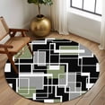 thumbnail image 2 of Round Rugs 8 Ft, Sage Green Black Geometric Non Slip Area Rugs for Kitchen Bedroom Entryway, Modern Abstract Art Block Washable Carpet Runner Rug Floor Mats for Bedroom Home Decor, 2 of 8