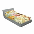 thumbnail image 3 of Vintage Bedding Set with Sheet & Covers, Bakery of Delicious Pastries Deserts Doughnuts and Cakes with Price Tags Pattern, Printed Bedroom Decor 2 Shams, 4 Sizes, Multicolor, by Ambesonne, 3 of 3